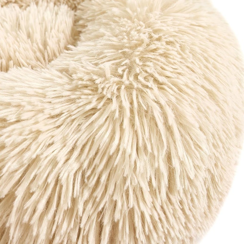 otoez Kitten Puppy Bed Extra Small XS Round Dog Cat Beds Anti Anxiety Plush Pet Calming Donut Bed with Non-Slip Waterproof Bottom, Washable (15.7", Taupe) - Image 3